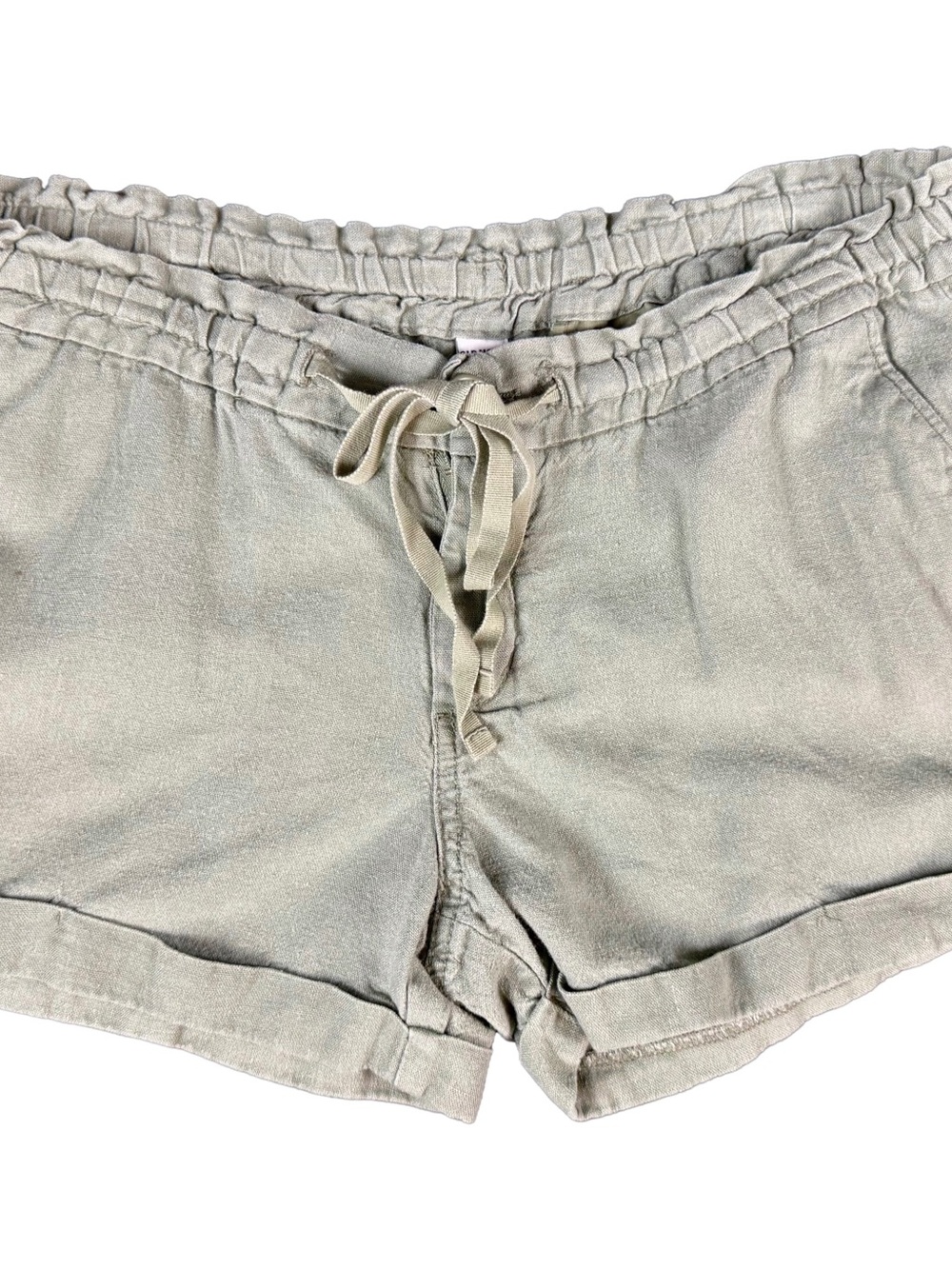 Old Navy Light Olive Drawstring Elastic-Waist Casual Linen-blend Shorts